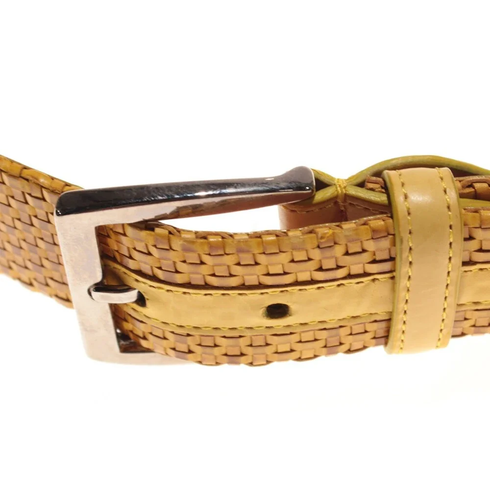 Garmany NWT Woven Belt Size 105 (US 40) in Yellow Leather Made in Italy